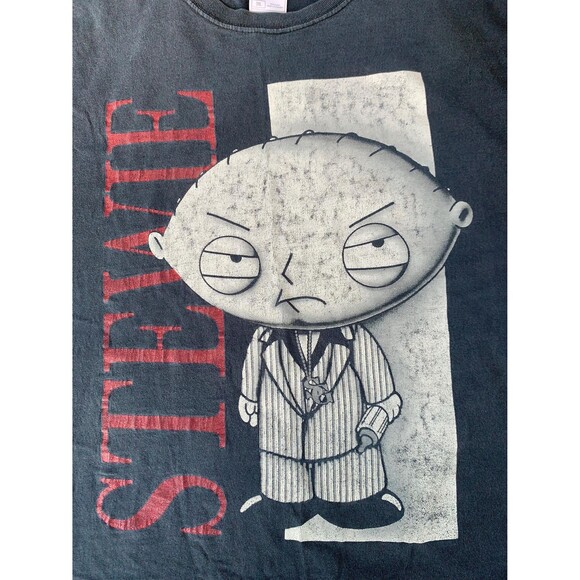 Vintage Stewie Griffin Scarface Black Mens Shirt Y2K Gangster Funny  3XL - Picture 2 of 7